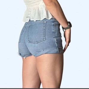Vintage High-Rise Denim Shorts Raw Hem